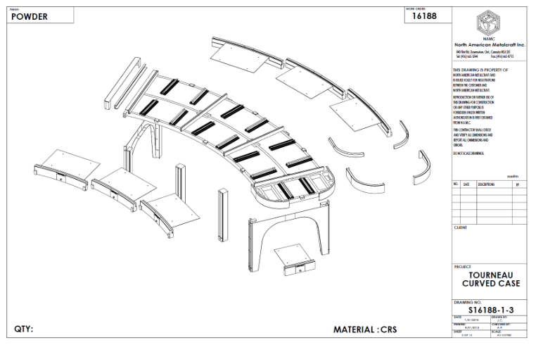 Curved case exploded view